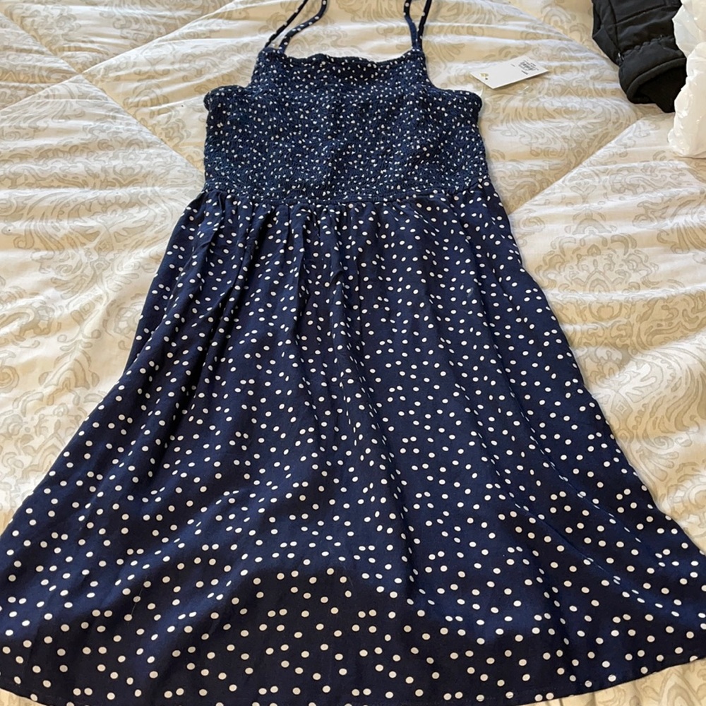 Small blue dress with white dots